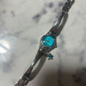 Women's Silver Bracelet Watch with Blue Dial